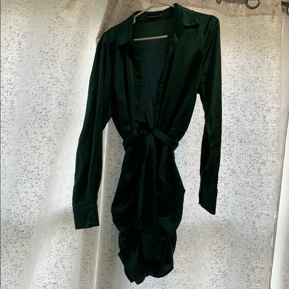 Long sleeve satin party dress